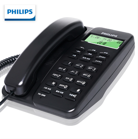 飞利浦（PHILIPS）电话机座机 办公家用 来电显示 TD-2808 (黑色)