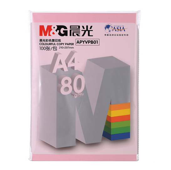 晨光(M&G) 80G A4 彩色复印纸 APYVPB0137 浅粉色（100张/包）_http://www.jrxzj.com/img/images/C202011/1604303533205.png