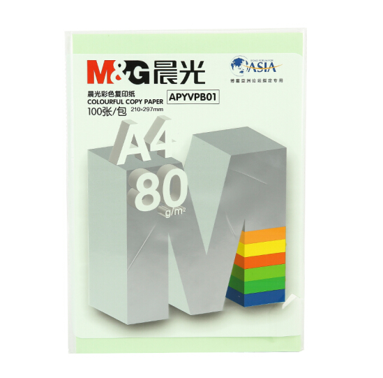 晨光(M&G) 80G A4 彩色复印纸 APYVPB0174 淡绿色（100张/包）_http://www.jrxzj.com/img/images/C202011/1604304891337.png